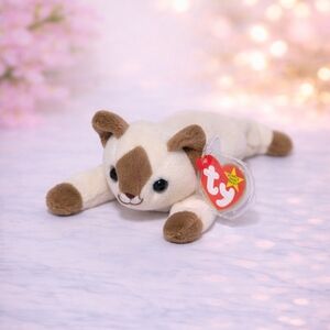 Snip Ty Plush Siamese Cat - White and Brown
